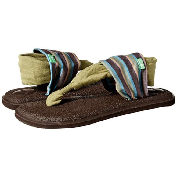 Sanuk NIB Women's Yoga Sling 2 Sand Harbor Olive Print Sandals, Size 9M - Picture 1 of 7